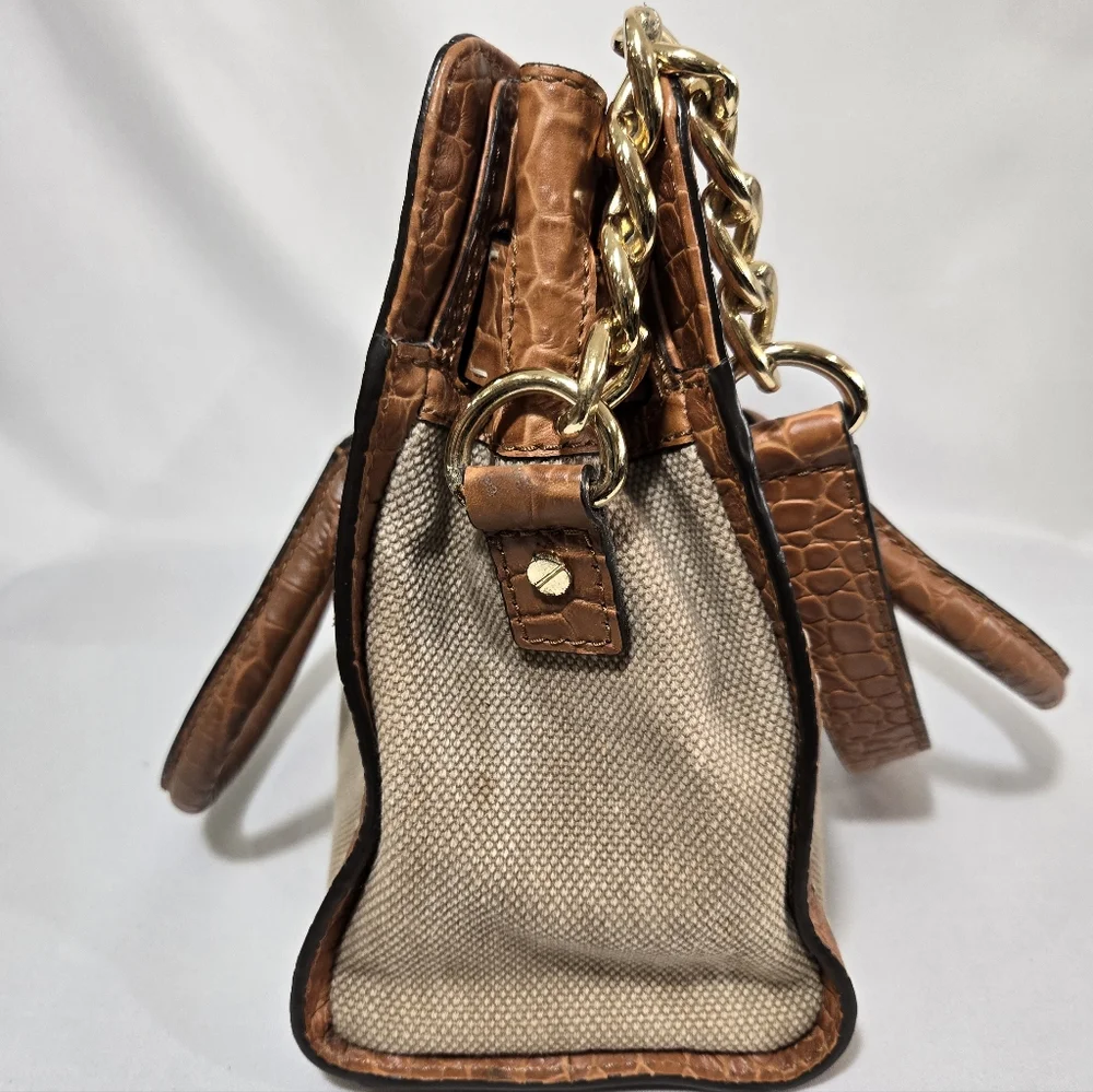Michael Michael Kors Hamilton Pick Stitch Hemp EW Satchel Canvas Purse